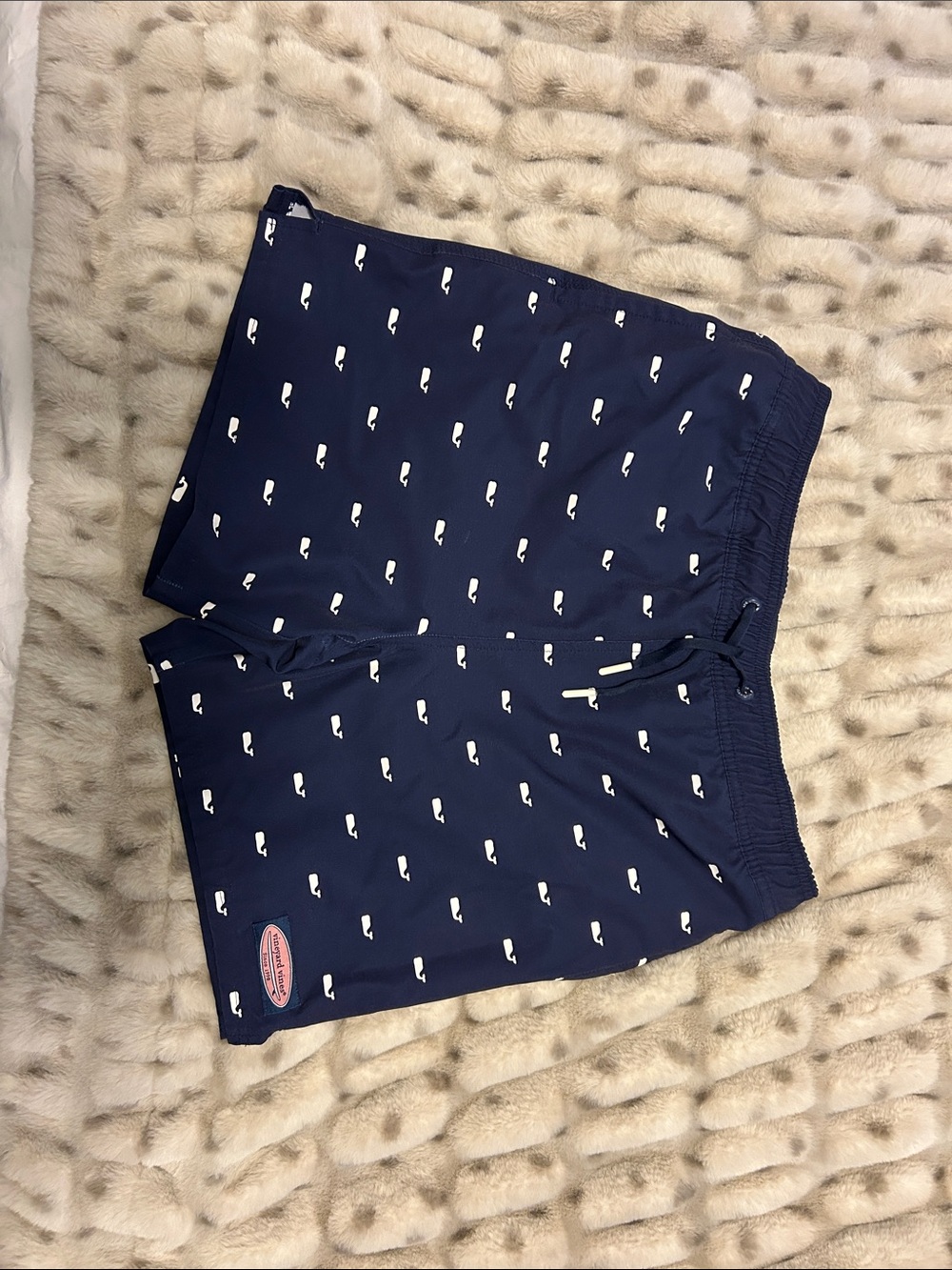 Vineyard Vines Navy Whale-Print Swim Trunks